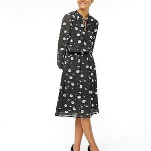 J. CREW Long-sleeve Printed Tie-neck dress